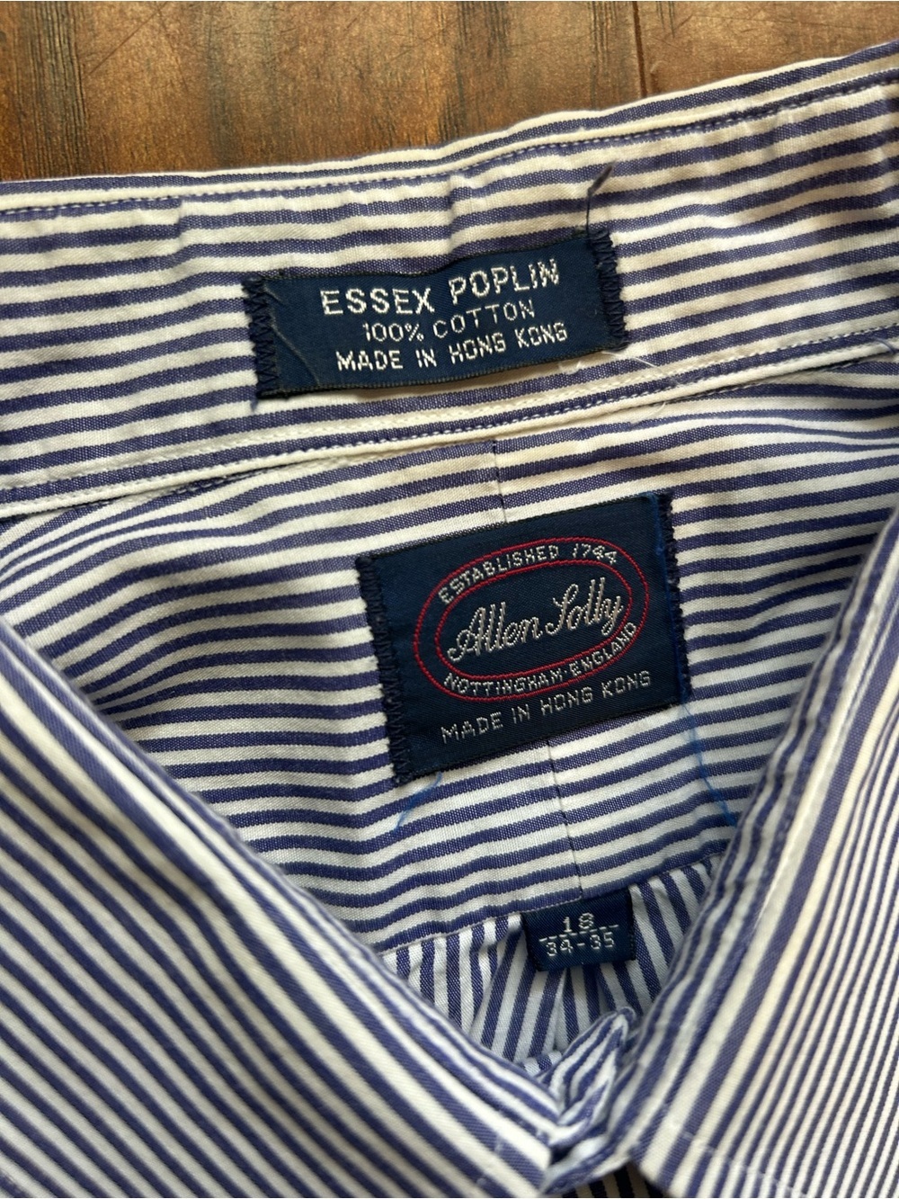 Allen Solly Navy and White Pinstripe Dress Shirt - Picture 5 of 8